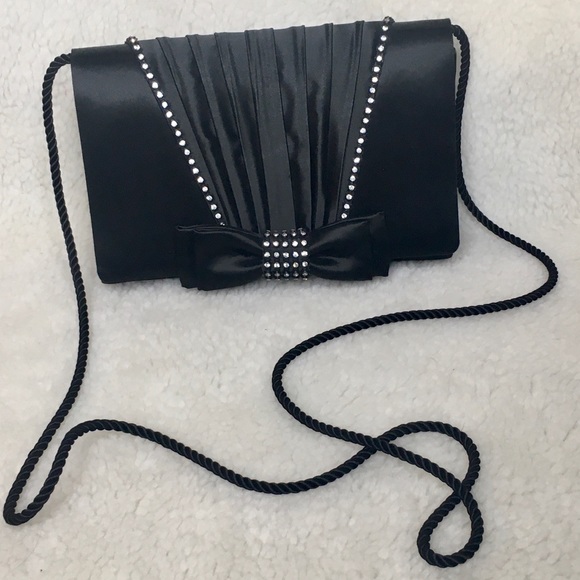 🆕 Satin & Rhinestone Evening Bag - Picture 1 of 9